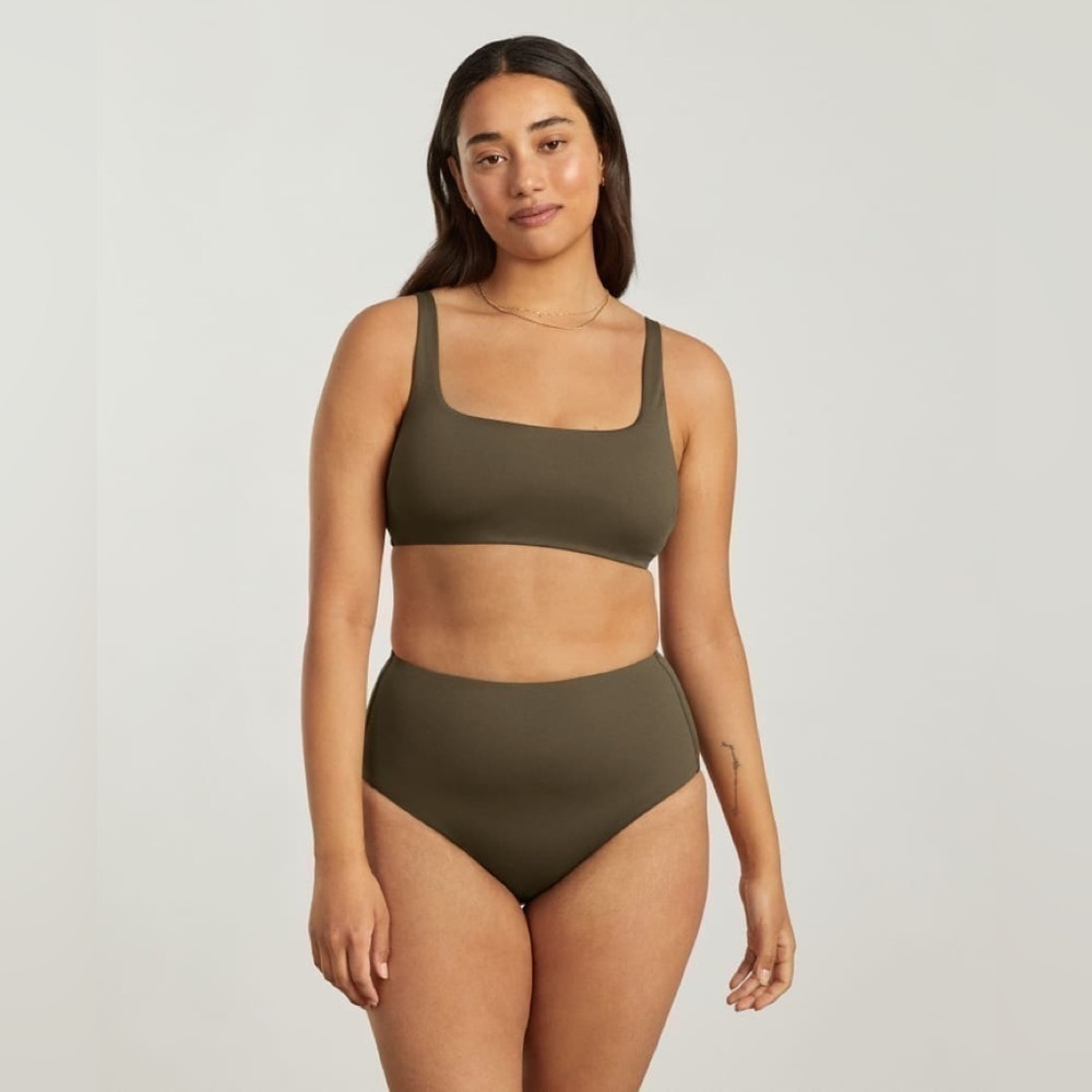Everlane High Rise Bikini Bottom Size L NWT 🤍 Neutral Beach Swim - Picture 7 of 9